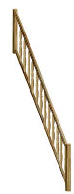 Rampe balustre tournées sapin escalier droit