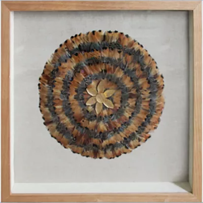 Vitrine décorative Plumes noires et rousses L.60 x l.60 cm