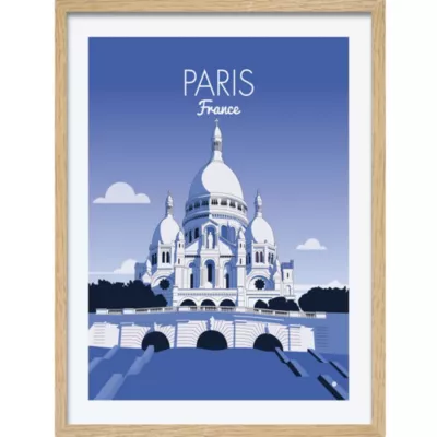 Image encadrée ville de paris bleu l.43 x L.53 cm