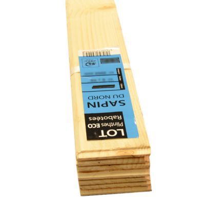 Lot de 5 plinthes Eco en sapin 9 x 69 mm L.2,05 m