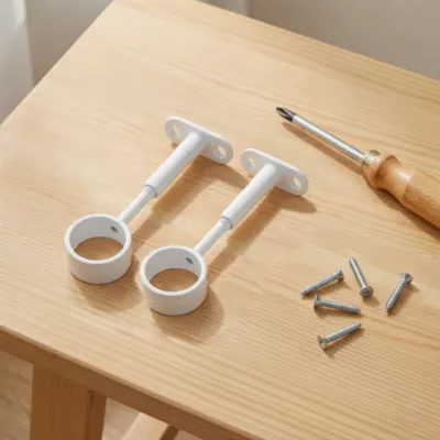 2 supports acier blanc pour tringle de penderie Ø2,5 cm