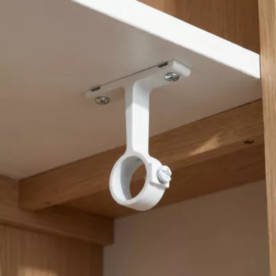 2 supports aluminium blanc pour tringle de penderie ø1,8 x 4 cm