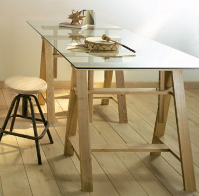Plateau en verre transparent L. 160 cm x l. 80 cm