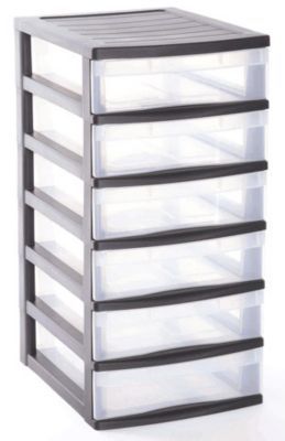Tour de rangement 6 tiroirs en plastique Optima
