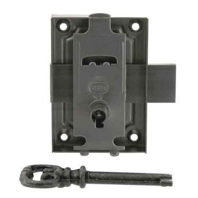 Serrure en applique axe 15 l. 30 mm x H. 70 mm x ep. 10 mm droite/gauche acier poli