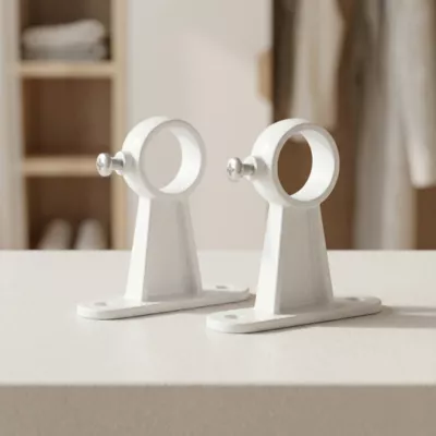 2 supports aluminium blanc pour tringle de penderie Ø1,8 cm