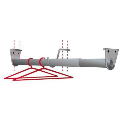 Tringle de penderie télescopique aluminium chromé Ø2,5 cm de 68 à 120 cm avec support