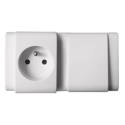 Va&vient + 2 prises 2 pôles+terre Diall blanc glossy