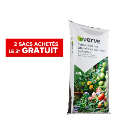 Lot de 2 sacs de terreau horticole + 1 gratuit