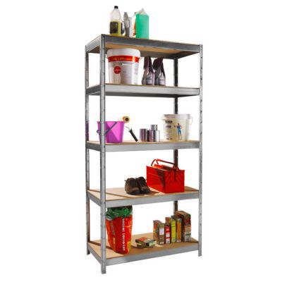 Étagère galva bois 5 tablettes Pythagore L.100 x H.200 x P.50 cm
