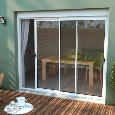 Baie vitrée coulissante aluminium Geom blanc - 180 x h.215 cm Uw 2,7