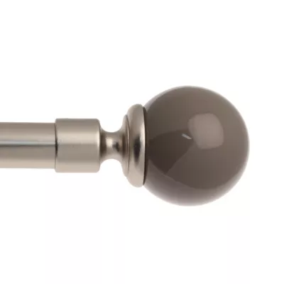 Ensemble barre à rideaux L.120/210cm nickel boule taupe