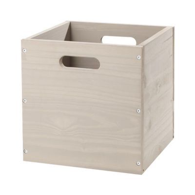 Boîte de rangement carrée en pin massif Vitoria Mixxit coloris taupe