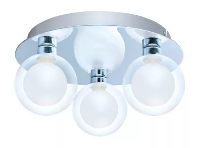 Plafonnier double verre Colours Ducie chrome H.14 cm