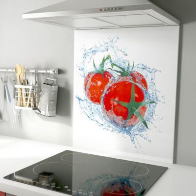 Fond de hotte en acier décor tomate 60 x 70 cm