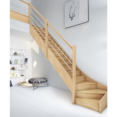 Escalier 1/4 tournant gauche bois Oléa 15 marches chêne