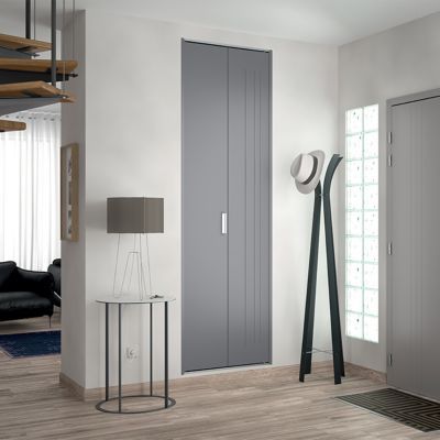 Porte de placard pliante métal gris Kazed 70 x 242 cm