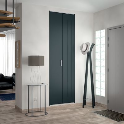 Porte de placard pliante métal anthracite Kazed 77,5 x 205 cm