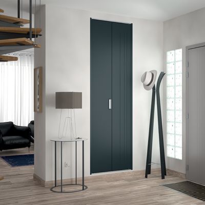 Porte de placard pliante métal anthracite Kazed 92 x 242 cm