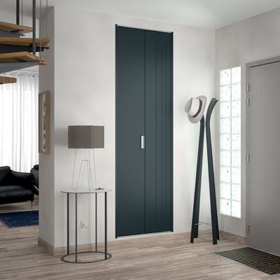 Porte de placard pliante métal anthracite Kazed 70 x 242 cm