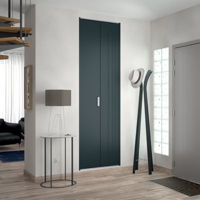 Porte de placard pliante métal anthracite Kazed 77,5 x 242 cm