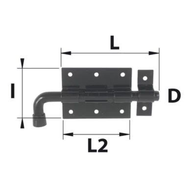 Verrou pistolet + gâche Ø16 noir Afbat
