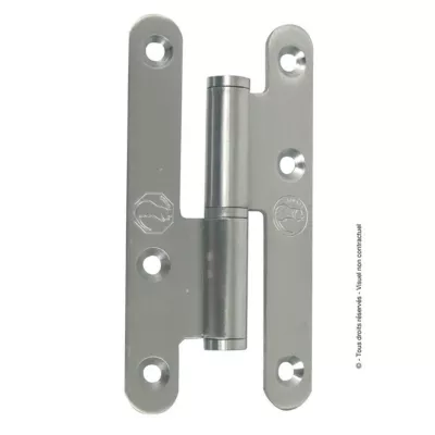 Paumelle parisienne gauche bout rond en Inox 140x55 mm