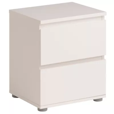 Table de chevet sur pieds 2 tiroirs blanc l. 39,8 x H. 47,6 x P. 32,8 cm Neo