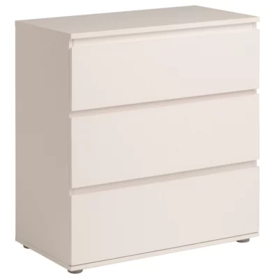 Commode 3 tiroirs blanche sans poignées l.76,7 x H.76,7 x P.39,9 cm, Parisot Neo