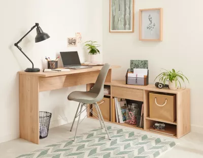 Bureau modulable effet chêne clair 5 configurations, Works