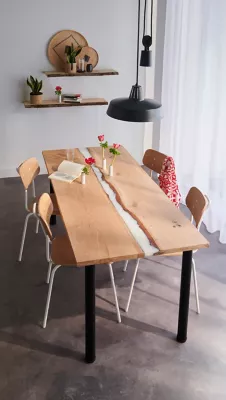 Plateau de table rivière chêne massif 80 x 180 cm, ép.25 mm
