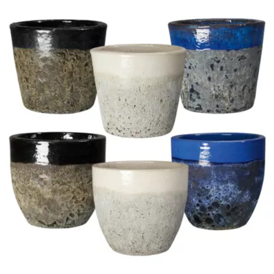 Vase Seaside en terre cuite émaillée artisanale diamètre 28cm Deroma