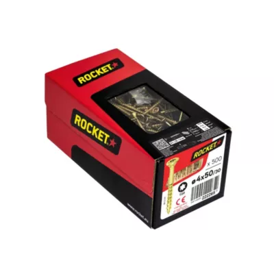 Vis à bois Rocket tête fraisée 4x50mm- 500 pièces