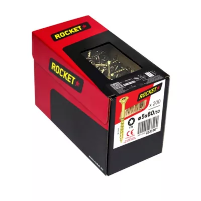 Vis à bois Rocket tête fraisée 5x80mm- 200 pièces