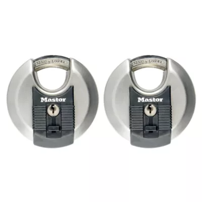 Cadenas à clé Master Lock Excell M40EURT disque en acier inoxydable Ø. 70 mm hauteur de l'anse 16 mm vendu par 2