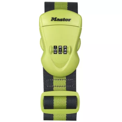 Sangle bagages à combinaison vert anis et rayures gris foncé 2 m Master Lock