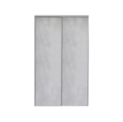 Porte de placard coulissante vendue par 2 décor béton gris clair 150 x 250 cm