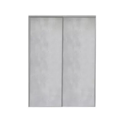 Porte de placard coulissante vendue par 2 décor béton gris clair 180 x 250 cm