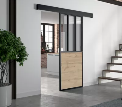 Porte coulissante Vintage 83 cm + système coulissant