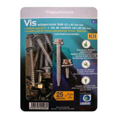 Image principale de 25 vis autoperceuse pour plaque polycarbonate