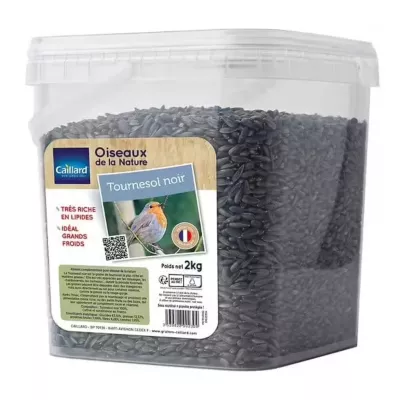 Seau tournesol noir pour oiseaux 2kg Caillard