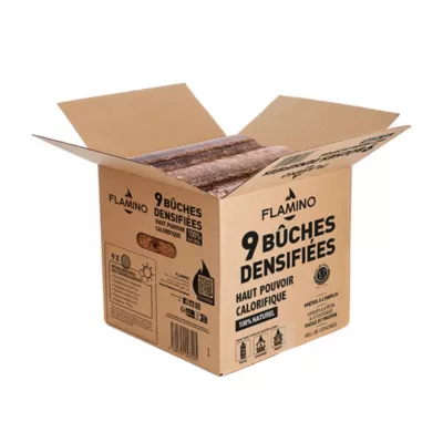 Buches densifiées haut pouvoir calorifique x 9pcs Flamino