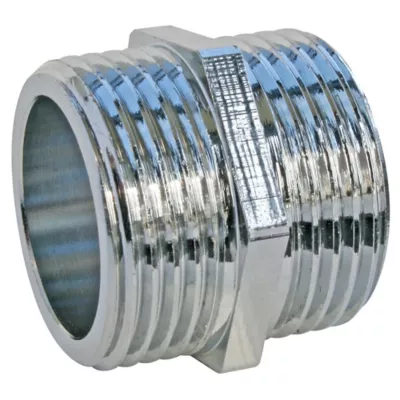 Mamelon égal laiton chromé double mâle 20/27 (3/4"), lot de 2