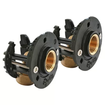 Fixation pour robinetterie Bain Douche pour PER Ø12 raccord à compression sortie femelle 15/21 (1/2")
