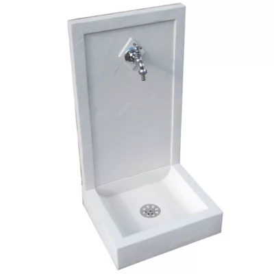 Fontaine de jardin Avalon blanche en pierre reconstituée H.76 cm