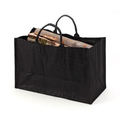 Sac à bûches en toile de jute Dixneuf Natureo noir