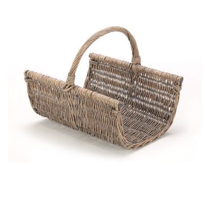 Panier Cesto bois osier grisé