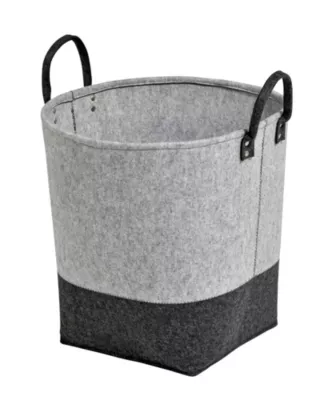 Corbeille à bûches en feutrine gris et noir L.50 x l.50 x H.50 cm, Dixneuf Alara
