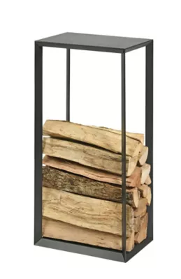 Rangement à bûches en acier noir l.49 x P.34 x H.100 cm, Dixneuf Arcadia