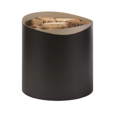 Range bûches design en acier noir et beige Ø37.5 x H.39 cm, Dixneuf Sahara